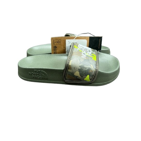 The North Face Base Camp Slide III Green Camo Print Slides Youth Boy's Sz 11-13 - Picture 1 of 9